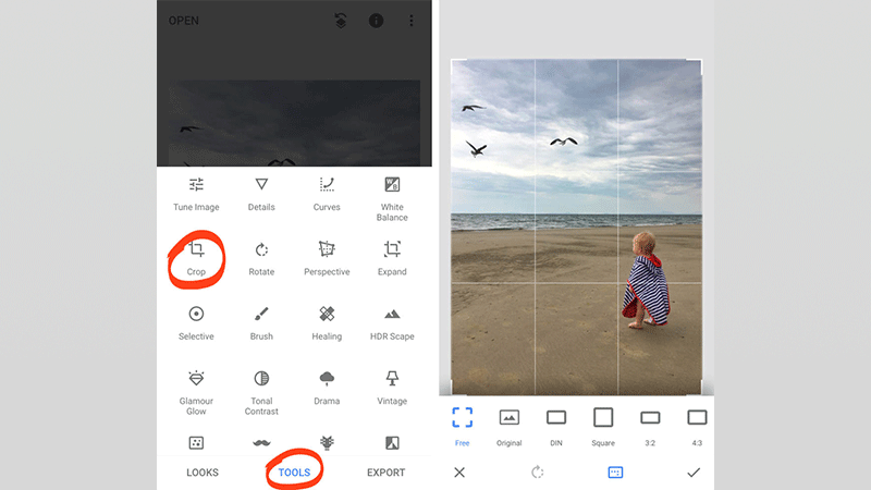 Snapseed - increase photo resolution